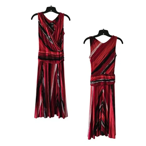 Alyn Paige Wrap Dress V-Neck Surplice Wrap Midi Dress | EUC | S | Red BlacK WHT - Picture 5 of 9